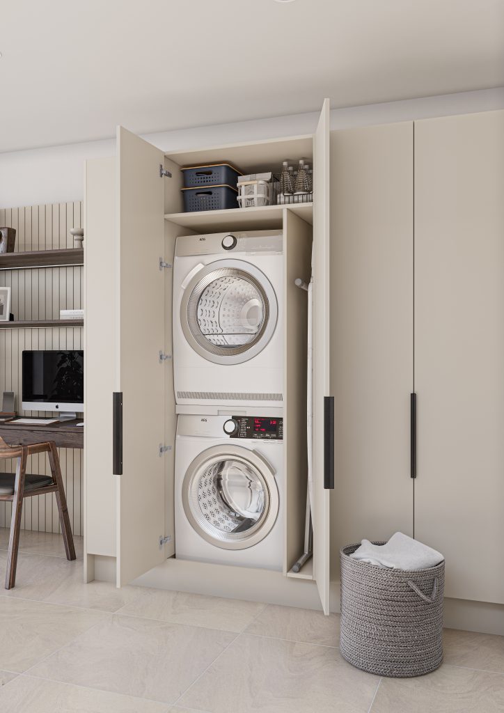 Unity Tobacco Oak Linear & Supermatt Taupe 4 – 'Cheshire kitchen design specialists'